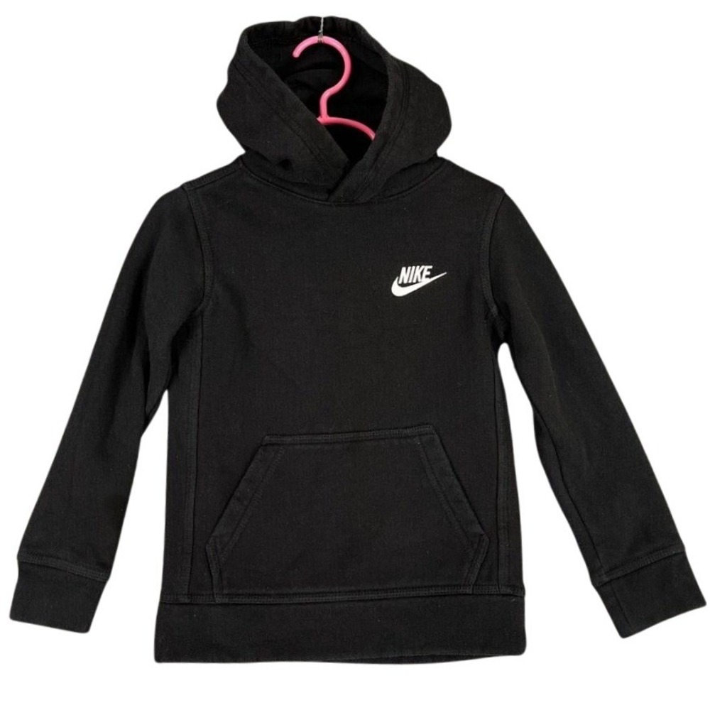 Nike Hoodie Boys Youth X-Small‎ Black Pullover Cotton Polyester Long Cuff Sleeve